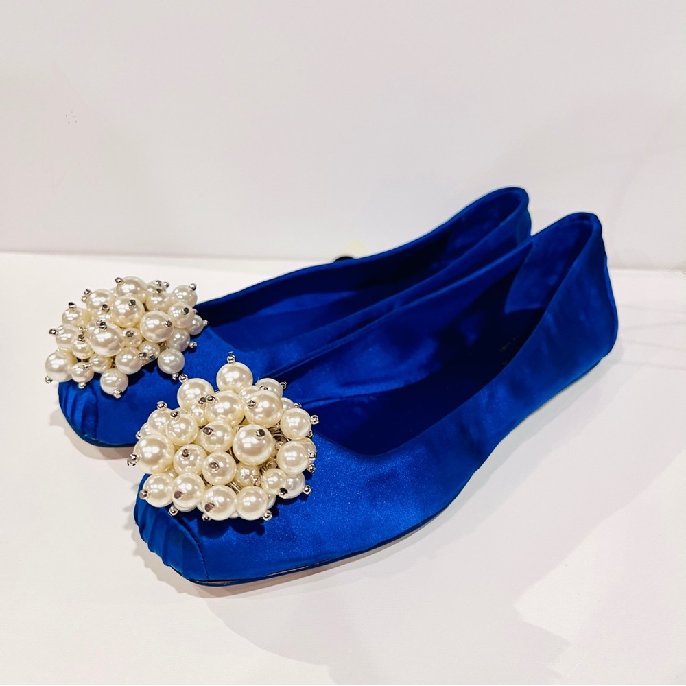 Kate Spade Size 7 Cobalt Blue Fanna Satin Ballet Flats.